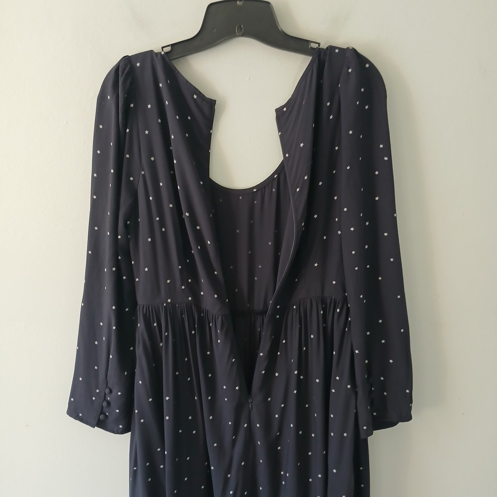 Madewell Women's Size 0 Alicia Long Sleeve Midi Dress in Night Stars Navy Pocket - Picture 14 of 16